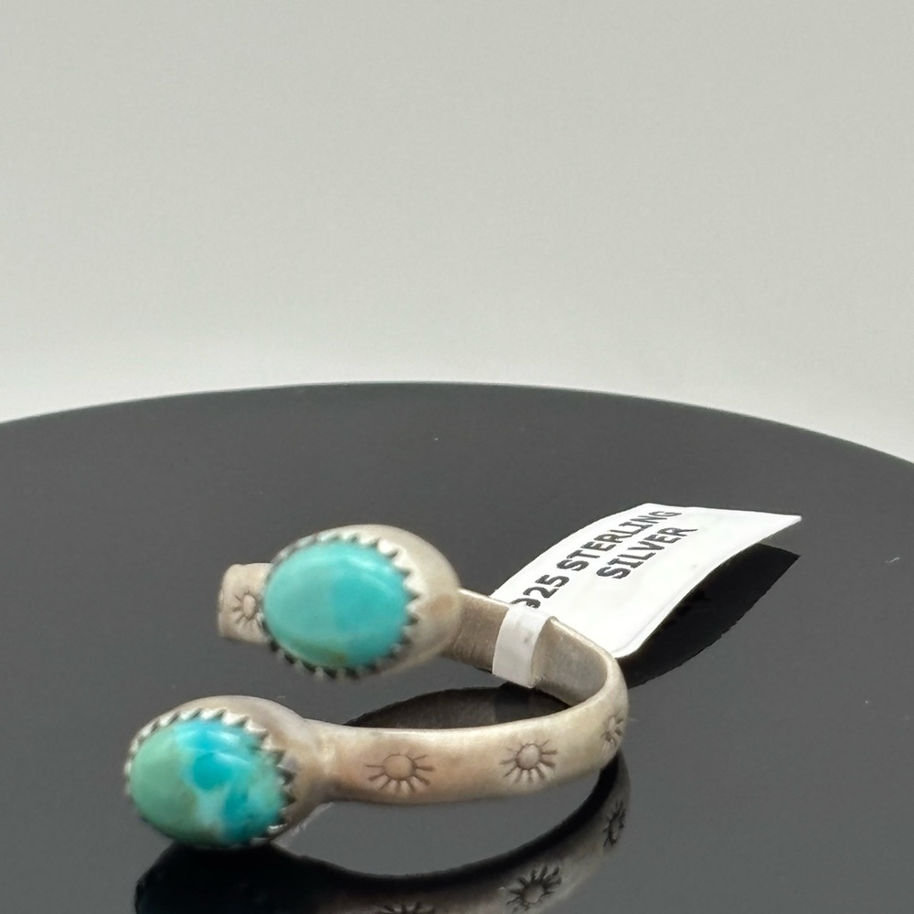 Genuine Mojave turquoise stone sterling silver handcrafted adjustable ring